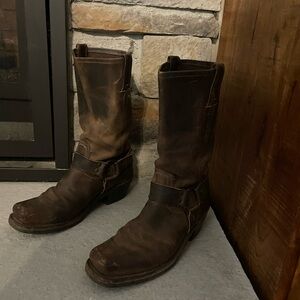 Frye Dark Brown Leather Heeled Boots